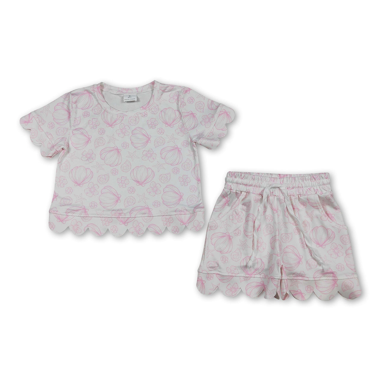 Short sleeves scallop shell starfish girls summer outfits