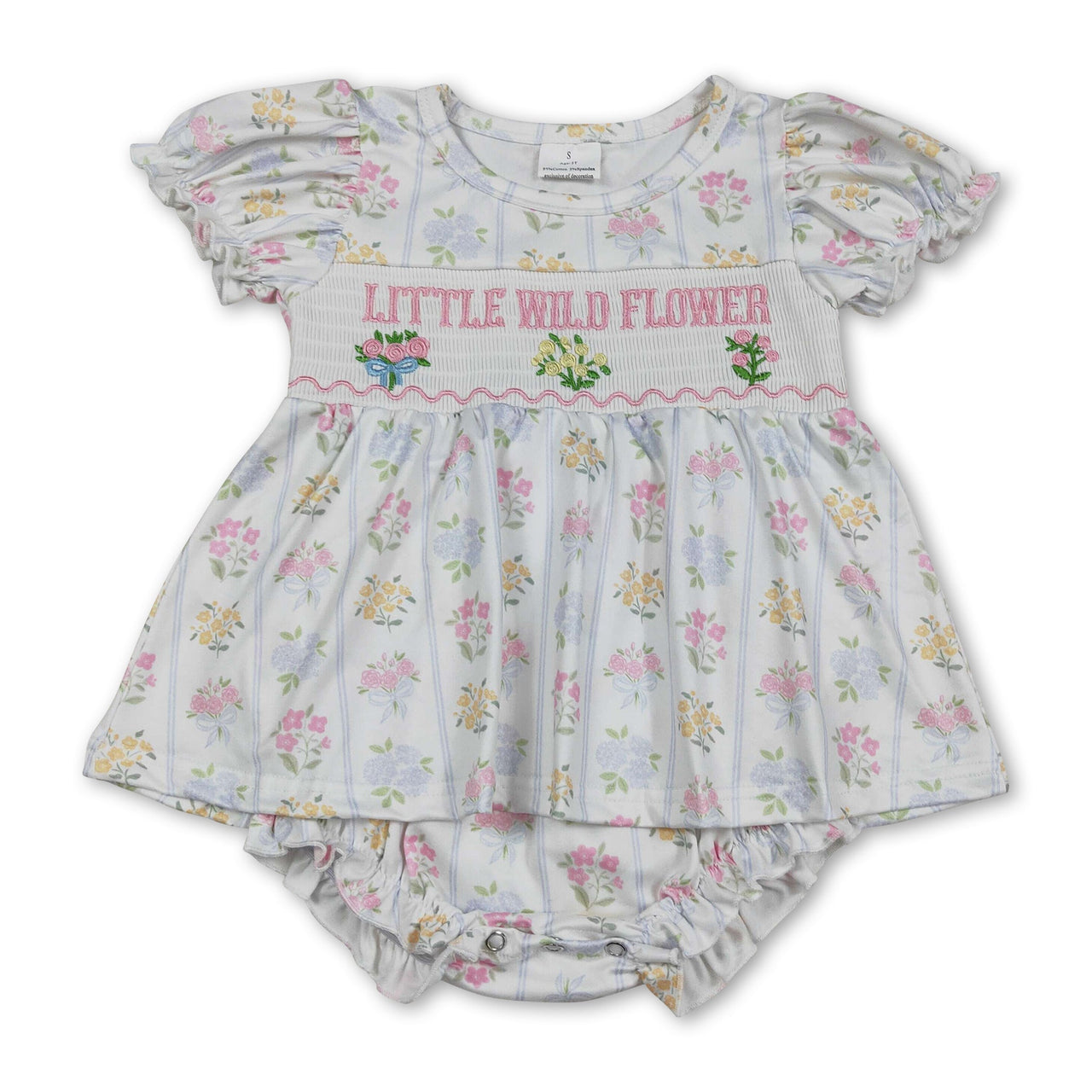 Short sleeves little wild flower baby girls skirt romper