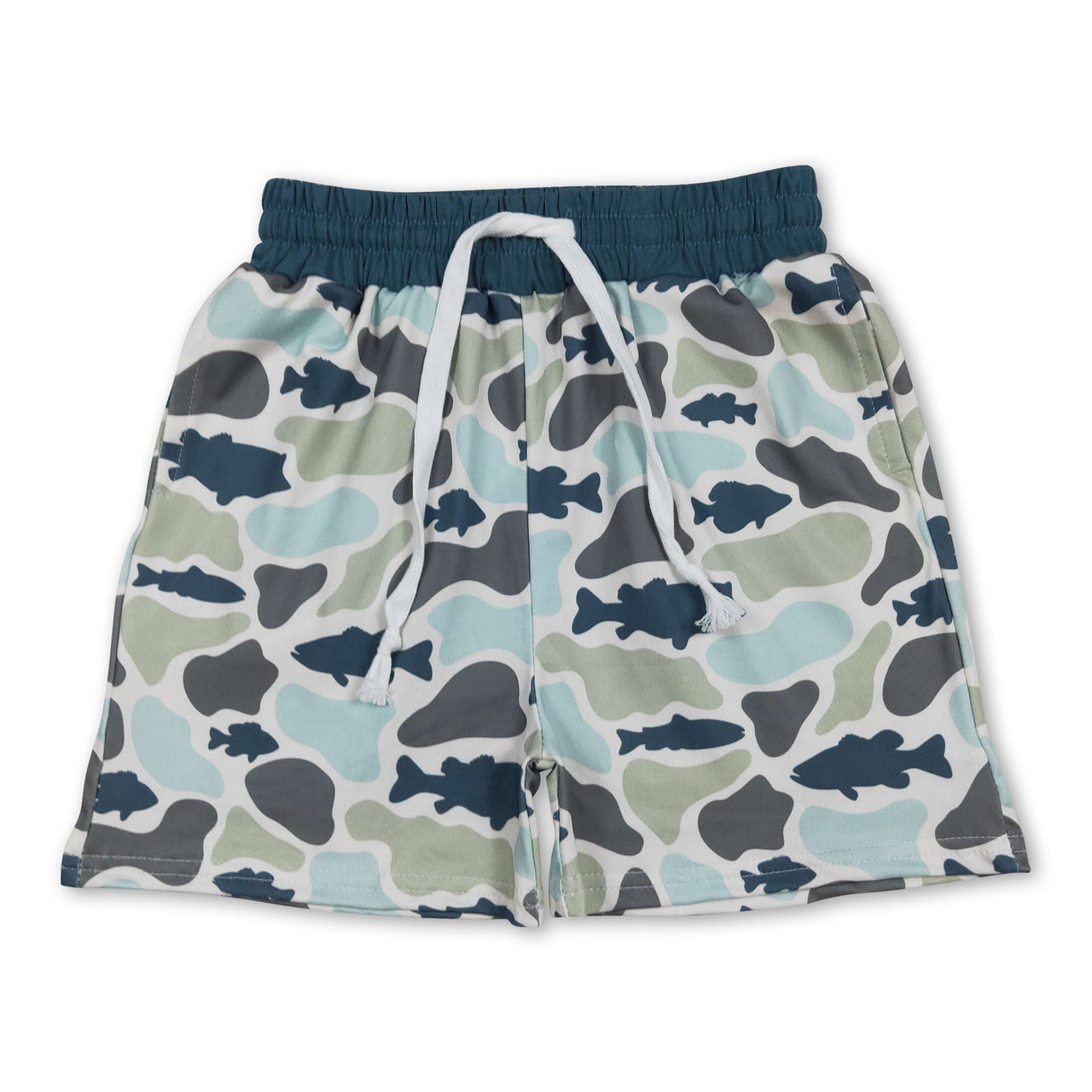 Fish camo pockets kids boys summer shorts