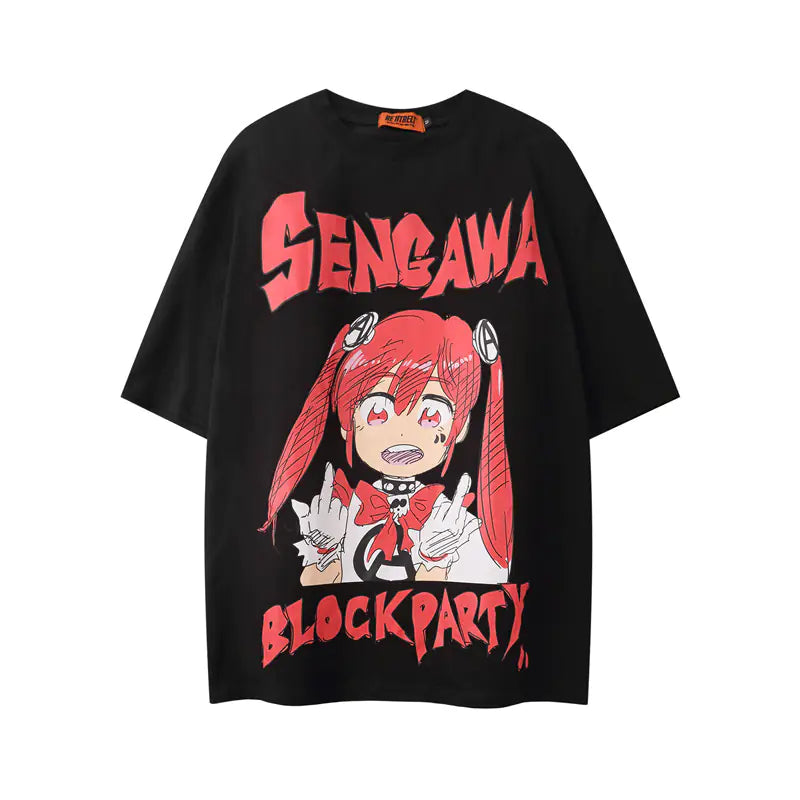 Anime Cartoon Girl Printed Short Sleeve