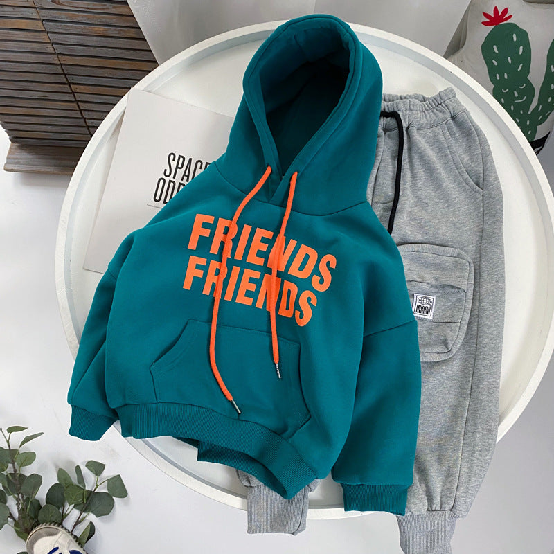 Children's Hooded Sweater with Colorful Letters
