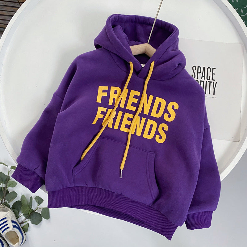 Children's Hooded Sweater with Colorful Letters