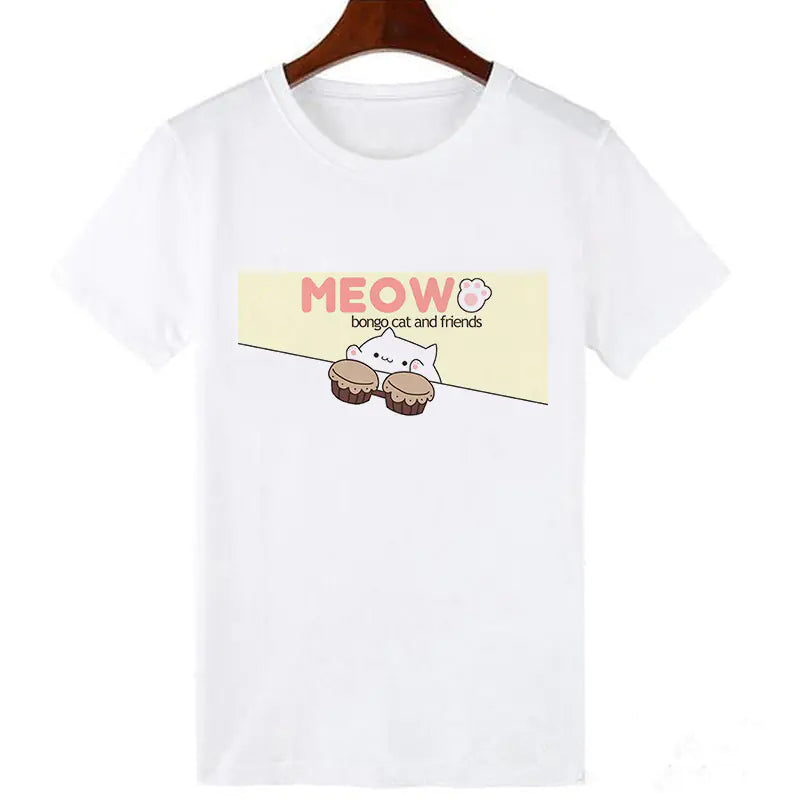 Kawaii Skull Cat Girl T-Shirt Top - # GIAA23510017